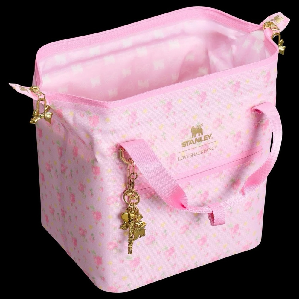 Nwt‎ Stanley X Love Shack Fancy Ibiza Sunset Juliene Mini Cooler Pink No STRAP! - Picture 3 of 16